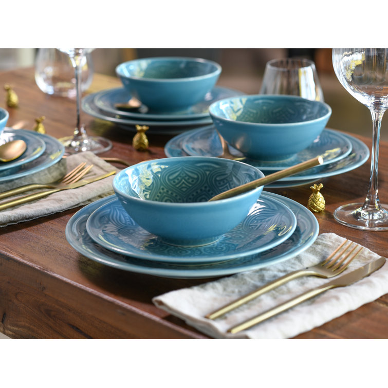 Creatable Orient Mandala Aquamarine 4 Piece Plate Set
